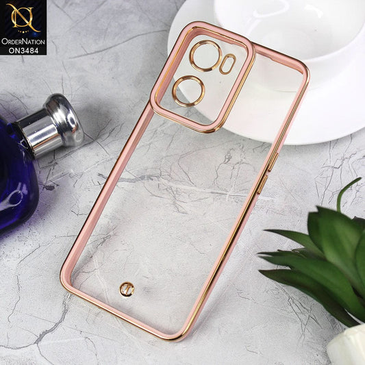 Oppo A57 5G Cover - Pink - New Electroplated Side Borders Camera Protection Case