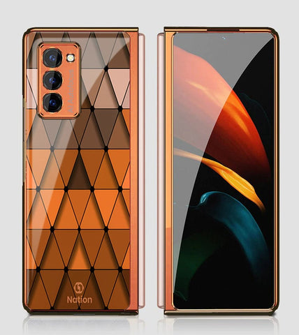 Samsung Galaxy Z Fold2 Cover - ONation Pyramid Series - Premium Electroplated Infinity Ultra Shine Glass Soft Silicon Borders Case