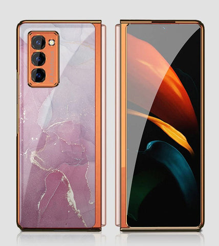 Samsung Galaxy Z Fold 2 5G Cover - Mystic Marble Series - Premium Electroplated Infinity Ultra Shine Glass Soft Silicon Borders Case