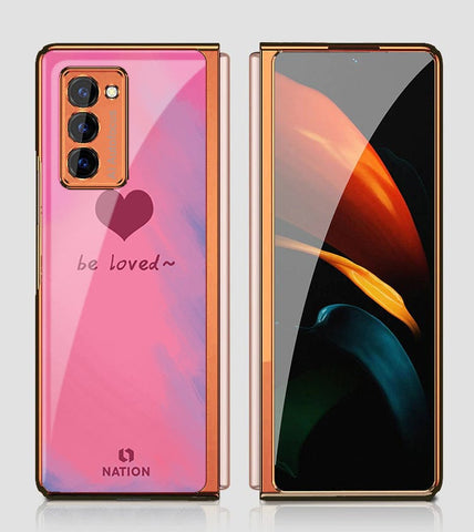 Samsung Galaxy Z Fold 2 5G Cover - ONation Heart Series - Premium Electroplated Infinity Ultra Shine Glass Soft Silicon Borders Case
