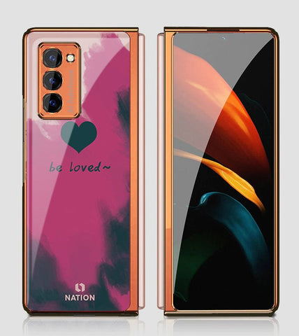 Samsung Galaxy Z Fold 2 5G Cover - ONation Heart Series - Premium Electroplated Infinity Ultra Shine Glass Soft Silicon Borders Case
