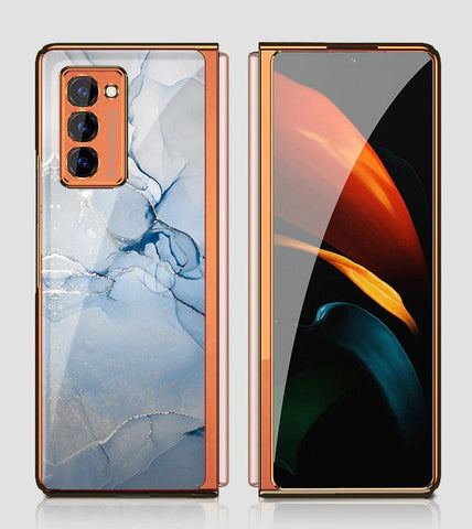 Samsung Galaxy Z Fold 2 5G Cover - Mystic Marble Series - Premium Electroplated Infinity Ultra Shine Glass Soft Silicon Borders Case
