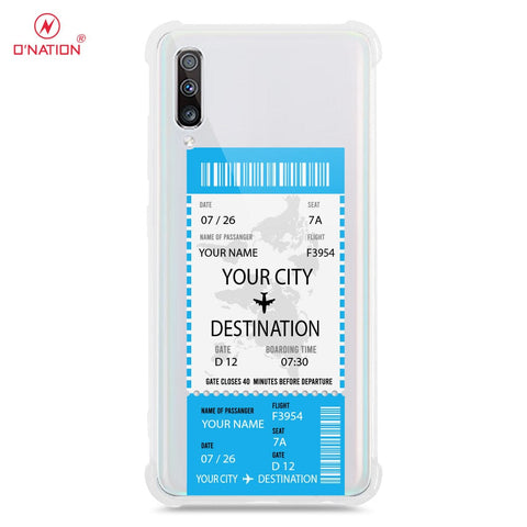 Samsung Galaxy A70s Cover - Personalised Boarding Pass Ticket Series - 5 Designs - Clear Phone Case - Soft Silicon Borders
