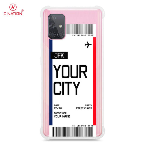 Samsung Galaxy A71 Cover - Personalised Boarding Pass Ticket Series - 5 Designs - Clear Phone Case - Soft Silicon Borders
