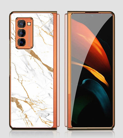 Samsung Galaxy Z Fold 2 5G Cover - Mystic Marble Series - Premium Electroplated Infinity Ultra Shine Glass Soft Silicon Borders Case
