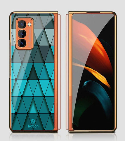 Samsung Galaxy Z Fold2 Cover - ONation Pyramid Series - Premium Electroplated Infinity Ultra Shine Glass Soft Silicon Borders Case