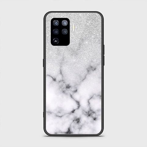 Oppo F19 Pro Cover - White Marble Series - HQ Ultra Shine Premium Infinity Glass Soft Silicon Borders Case