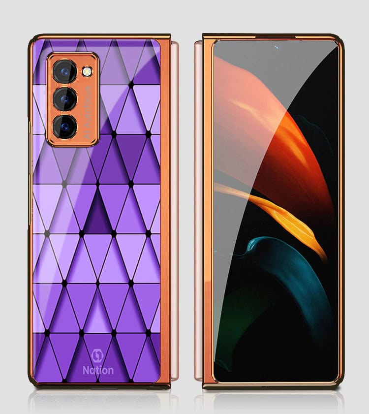 Samsung Galaxy Z Fold2 Cover - ONation Pyramid Series - Premium Electroplated Infinity Ultra Shine Glass Soft Silicon Borders Case