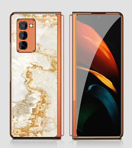 Samsung Galaxy Z Fold 2 5G Cover - Mystic Marble Series - Premium Electroplated Infinity Ultra Shine Glass Soft Silicon Borders Case