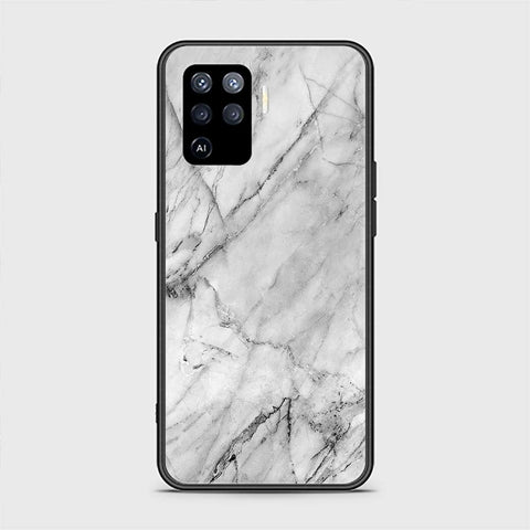 Oppo F19 Pro Cover - White Marble Series - HQ Ultra Shine Premium Infinity Glass Soft Silicon Borders Case