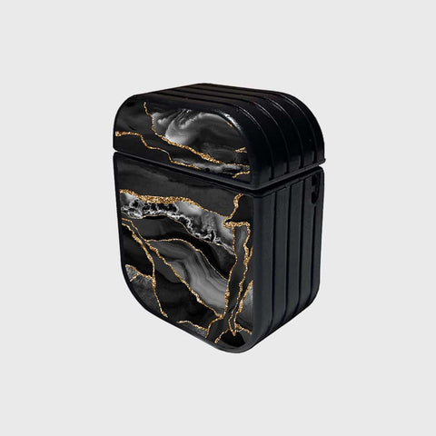 Apple Airpods 1 / 2 Cover - Black Marble Series - Silicon Airpods Case