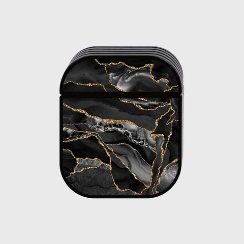 Apple Airpods 1 / 2 Cover - Black Marble Series - Silicon Airpods Case