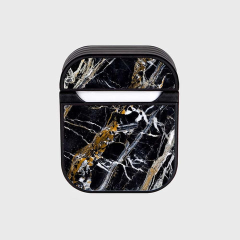 Apple Airpods 1 / 2 Cover - Black Marble Series - Silicon Airpods Case