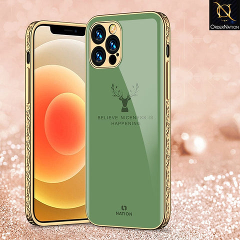 iPhone 12 Pro Cover - Nice Series - HQ Ultra Shine Premium Infinity Glass Soft Silicon Borders Casee