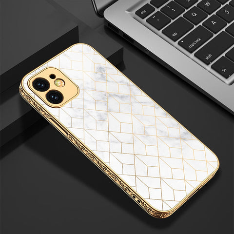 iPhone 12 Cover - White Marble Series 2 - HQ Ultra Shine Premium Infinity Glass Soft Silicon Borders Casee