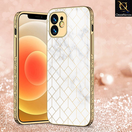 iPhone 12 Cover - White Marble Series 2 - HQ Ultra Shine Premium Infinity Glass Soft Silicon Borders Casee