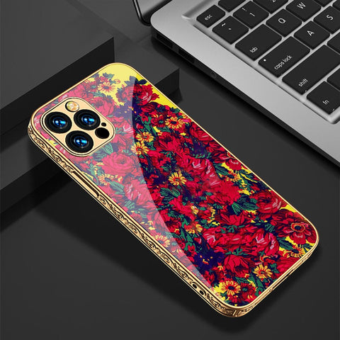 iPhone 11 Pro Cover - Floral Series - HQ Ultra Shine Premium Infinity Glass Soft Silicon Borders Casee