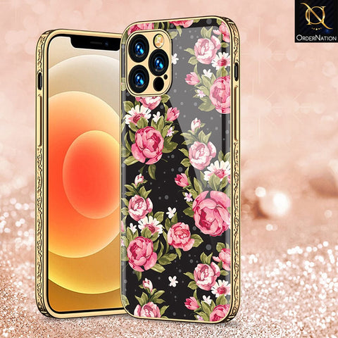iPhone 11 Pro Cover - Floral Series - HQ Ultra Shine Premium Infinity Glass Soft Silicon Borders Casee
