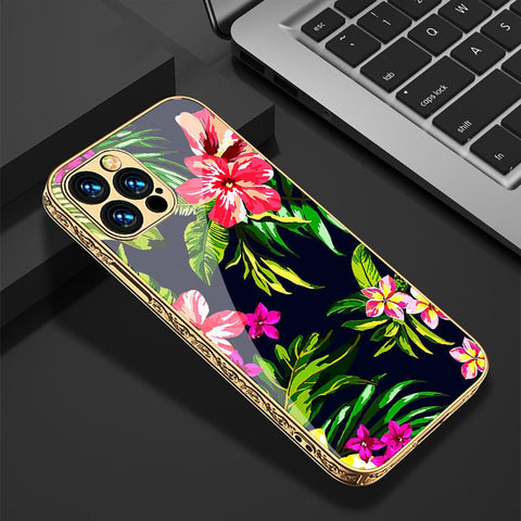 iPhone 11 Pro Cover - Floral Series - HQ Ultra Shine Premium Infinity Glass Soft Silicon Borders Casee