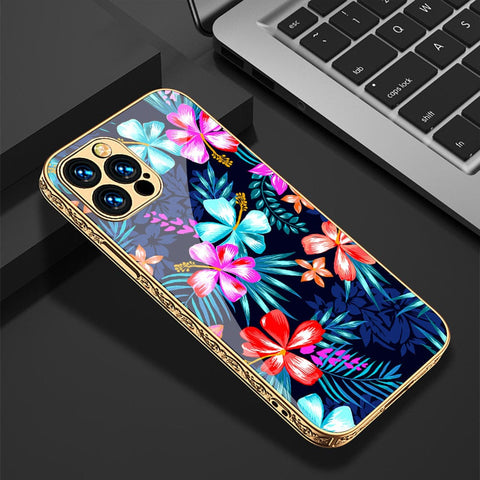 iPhone 11 Pro Cover - Floral Series - HQ Ultra Shine Premium Infinity Glass Soft Silicon Borders Casee