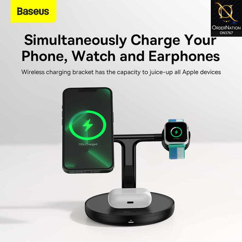 Wireless Charger - Black - Baseus Swan 3-in-1 Wireless Magnetic Charging Bracket 20W Black Universal version (Include: USB For type-C 3A 1m)