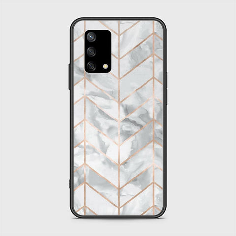 Oppo F19s Cover - White Marble Series 2 - HQ Ultra Shine Premium Infinity Glass Soft Silicon Borders Case