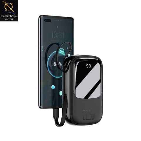 Baseus Qpow Digital Display quick charging power bank 20000mAh 22.5W (With Type-C Cable)  Black  | PPQD-20C - Black Fast Charge Power Bank