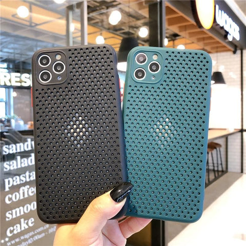 Cooling Breathing Mesh Soft Rubber Feel Phone Case For All iPhone Models