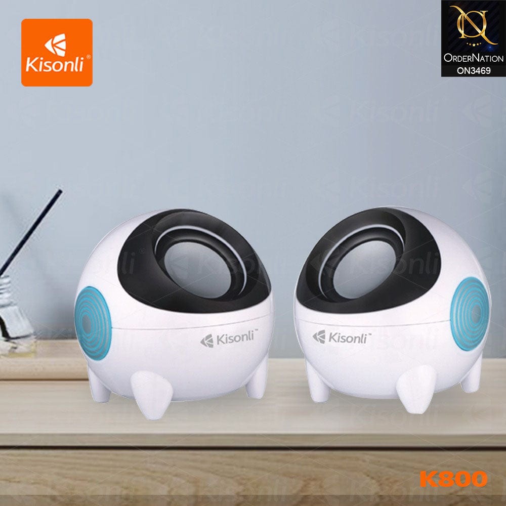 White - Kisonli K800 Small Mini Speakers For PC USB Wired Speaker