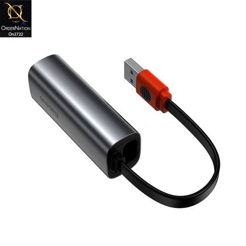 Dark Gray - Baseus CAHUB-AF0G Steel Cannon Series Usb A Type-C Bidirectional Gigabit LAN Adapter