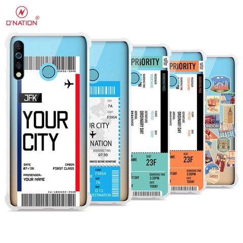 Tecno Camon 12 Cover - Personalised Boarding Pass Ticket Series - 5 Designs - Clear Phone Case - Soft Silicon Borders