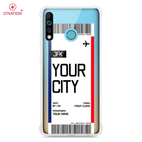 Tecno Camon 12 Cover - Personalised Boarding Pass Ticket Series - 5 Designs - Clear Phone Case - Soft Silicon Borders