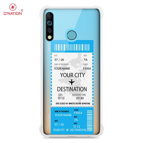 Tecno Camon 12 Cover - Personalised Boarding Pass Ticket Series - 5 Designs - Clear Phone Case - Soft Silicon Borders