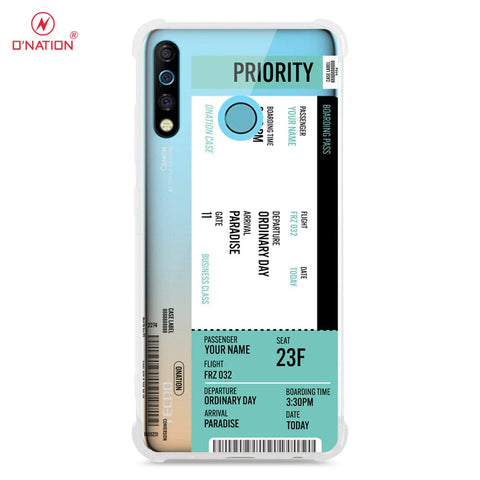 Tecno Camon 12 Cover - Personalised Boarding Pass Ticket Series - 5 Designs - Clear Phone Case - Soft Silicon Borders