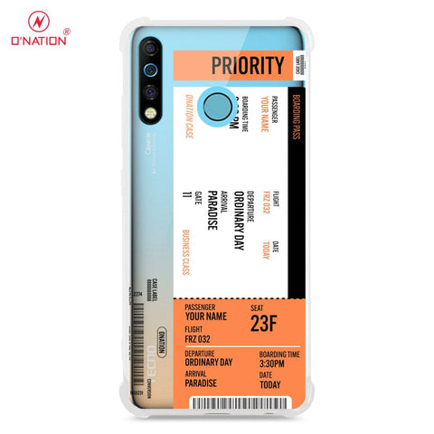 Tecno Camon 12 Cover - Personalised Boarding Pass Ticket Series - 5 Designs - Clear Phone Case - Soft Silicon Borders