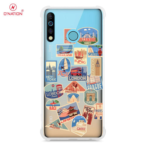 Tecno Camon 12 Cover - Personalised Boarding Pass Ticket Series - 5 Designs - Clear Phone Case - Soft Silicon Borders