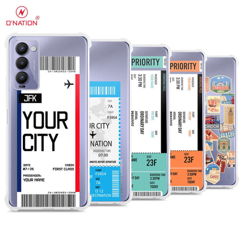 Tecno Camon 18 Cover - Personalised Boarding Pass Ticket Series - 5 Designs - Clear Phone Case - Soft Silicon Borders