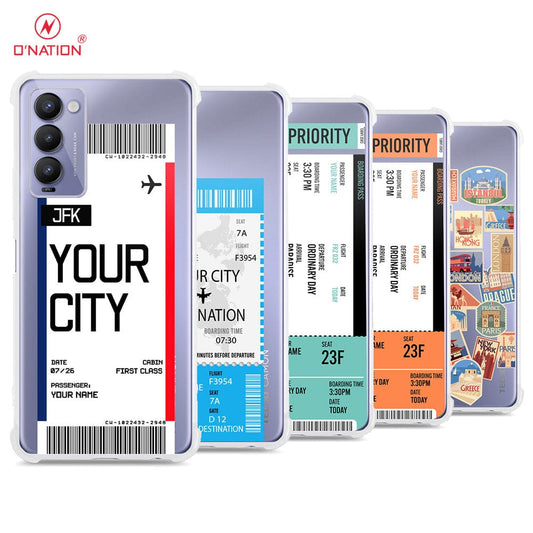 Tecno Camon 18P Cover - Personalised Boarding Pass Ticket Series - 5 Designs - Clear Phone Case - Soft Silicon Borders
