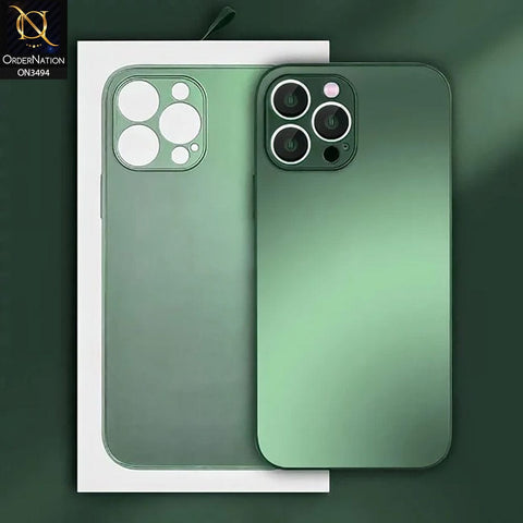 iPhone 14 Pro Max Cover - Cangling Green - AG Frosted Glass Soft Silicone Border Case With Camera Lense Protection
