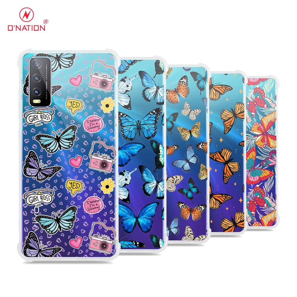 Vivo Y20i Cover - O'Nation Butterfly Dreams Series - 9 Designs - Clear Phone Case - Soft Silicon Borders