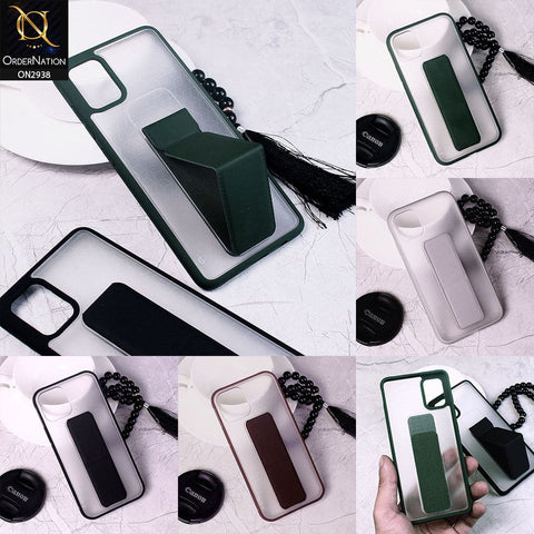 iPhone 11 Pro Max Cover - Black - Elegant Matte Semi Transparent Case With Luxurious Leather Kickstand