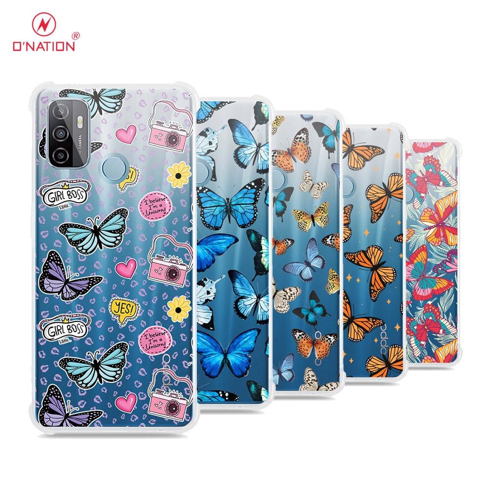 Oppo A53 Cover - O'Nation Butterfly Dreams Series - 9 Designs - Clear Phone Case - Soft Silicon Borders