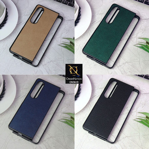 Samsung Galaxy Z Fold 4 5G Cover - Green - Luxury PU Leather Texture Hard Case