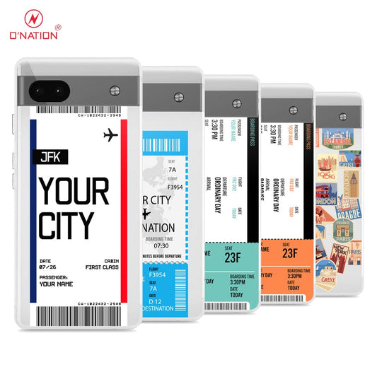 Google Pixel 6a Cover - Personalised Boarding Pass Ticket Series - 5 Designs - Clear Phone Case - Soft Silicon Borders
