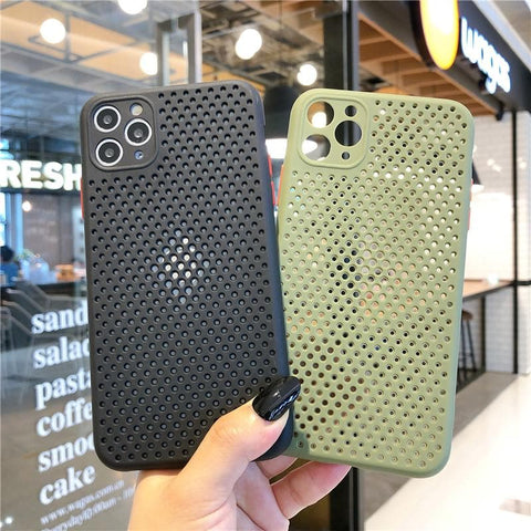 Cooling Breathing Mesh Soft Rubber Feel Phone Case For All iPhone Models