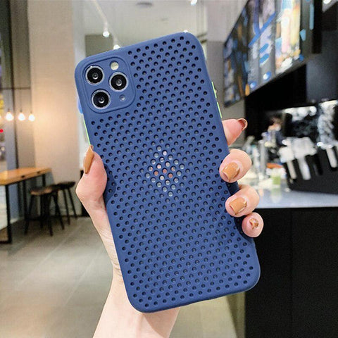 Cooling Breathing Mesh Soft Rubber Feel Phone Case For All iPhone Models