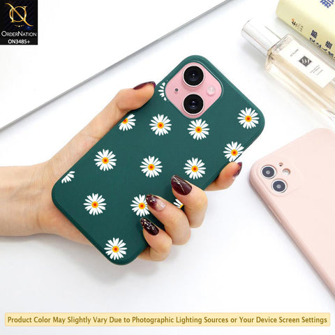iPhone 15 Plus Cover - ONation Daisy Series - HQ Liquid Silicone Elegant Colors Camera Protection Soft Case