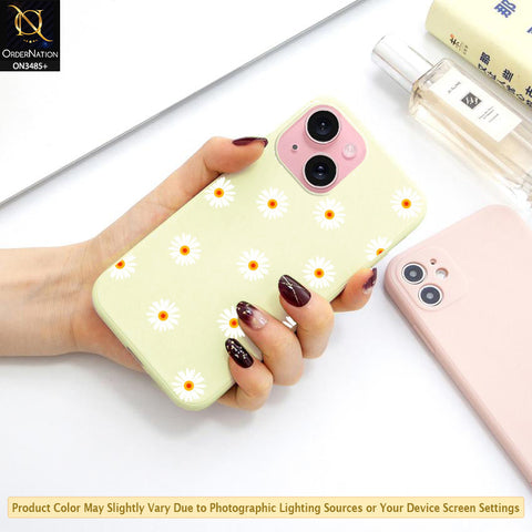 iPhone 15 Plus Cover - ONation Daisy Series - HQ Liquid Silicone Elegant Colors Camera Protection Soft Case