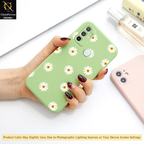 Oppo A32 Cover - ONation Daisy Series - HQ Liquid Silicone Elegant Colors Camera Protection Soft Case
