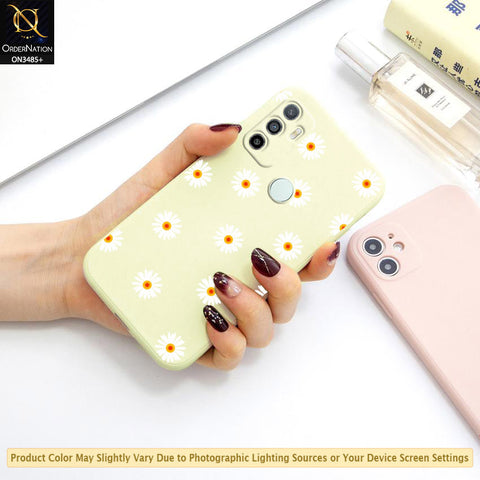 Oppo A32 Cover - ONation Daisy Series - HQ Liquid Silicone Elegant Colors Camera Protection Soft Case